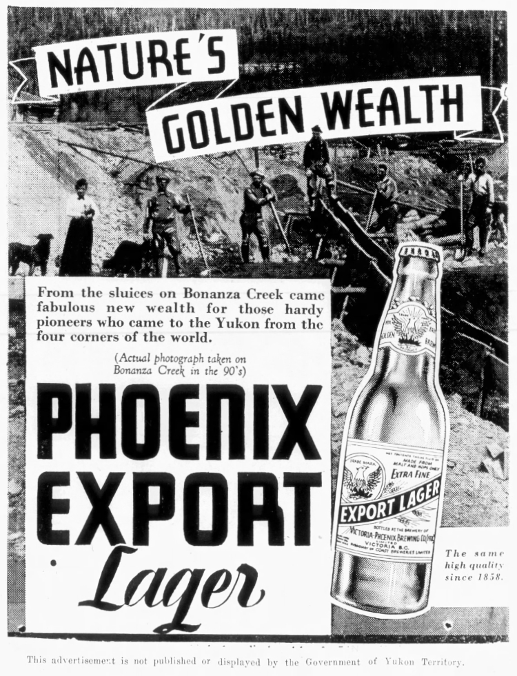 Phoenix Export Lager ad in The Whitehorse Star, November 22, 1935.