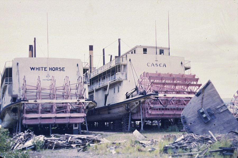 he sternwheelers Whitehorse and Casca. Photo shot in 1966 - digital image donated to ExploreNorth by Michael Drews in 2025.
