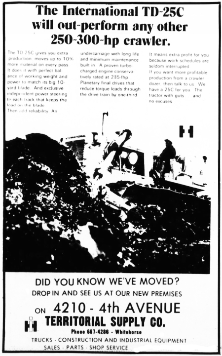Ad: Territorial Supply Co., Whitehorse, Yukon, May 10, 1972