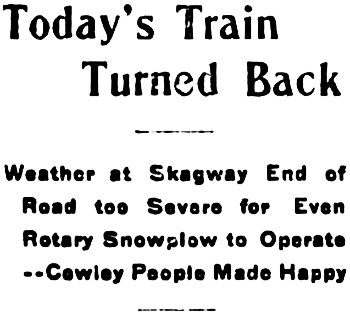 Headline: Today's Train Turned Back 1906.
