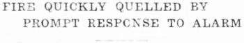 Headline: Fire Quickly Quelled by Prompt Response to Alarm, 1935