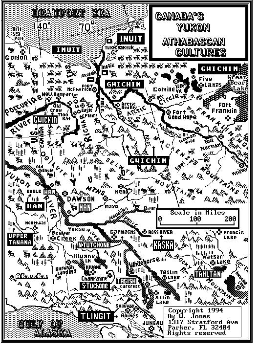 Map of the Athabascan Territories in the Yukon