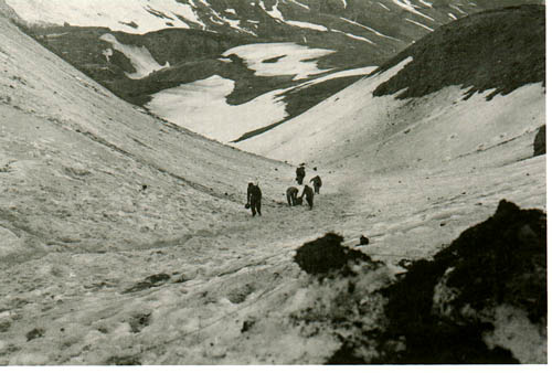 Troops hauling supplies forward to units fighting the Japanese in the Chichagof area, May 1943.