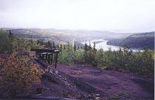 The Yukon's historic Tantalus Butte Coal Mine, along the Yukon River at Carmacks.