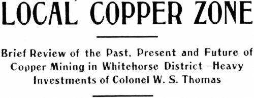 The White Horse Copper Zone, April 1907