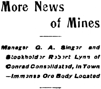 Headline: Immense Ore Body Located at Windy Arm, 1905