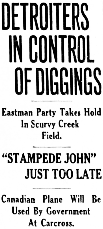 Headline: Eastman Party Takes Hold In Scurvy Creek Field, 1932