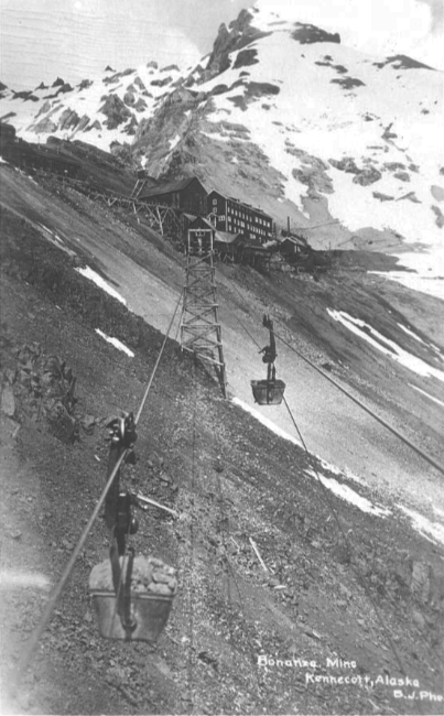 The Bonanza copper mine tramway at Kennecott, Alaska