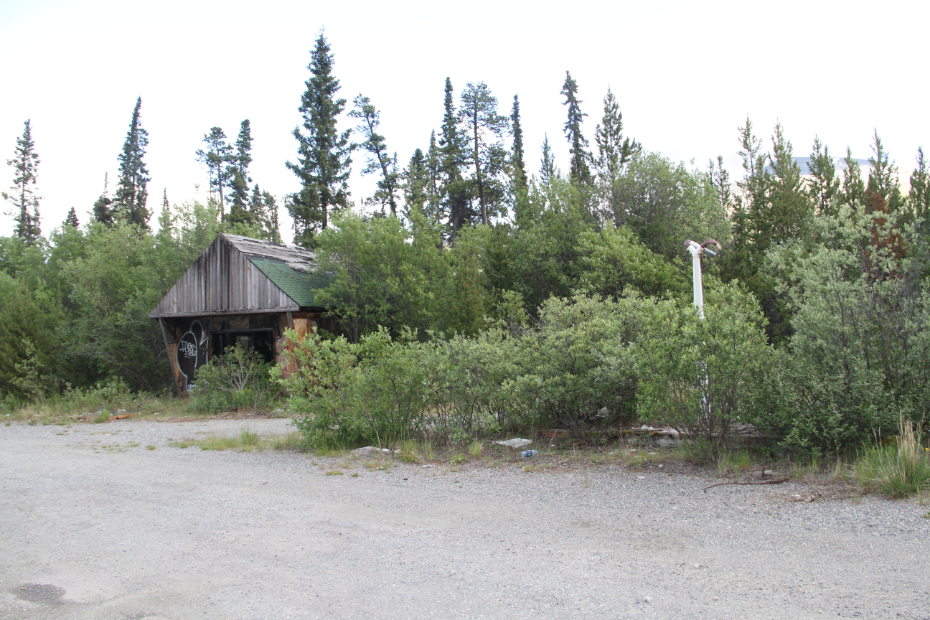 The site of the Message Post Lodge, at Km 1111.7 on the Alaska Highway, in 2017