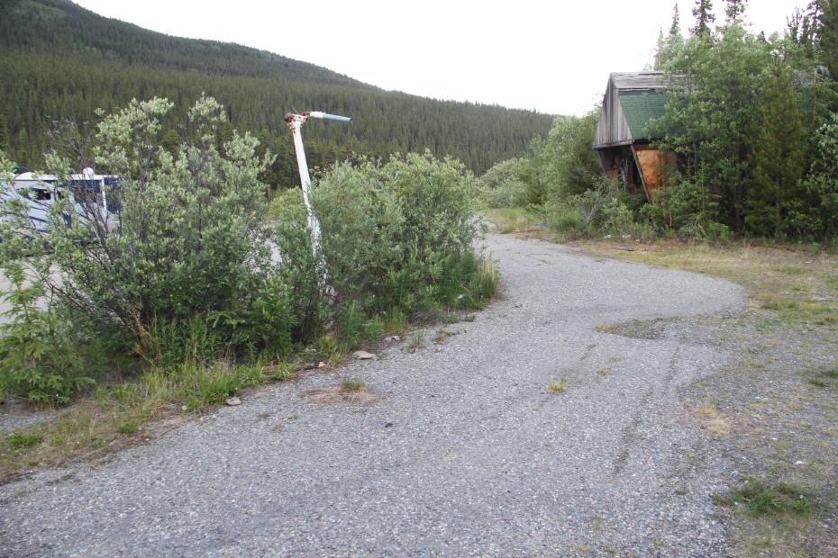 The site of the Message Post Lodge, at Km 1111.7 on the Alaska Highway, in 2017