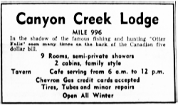 Canyon Creek Lodge, Alaska Highway, 1957