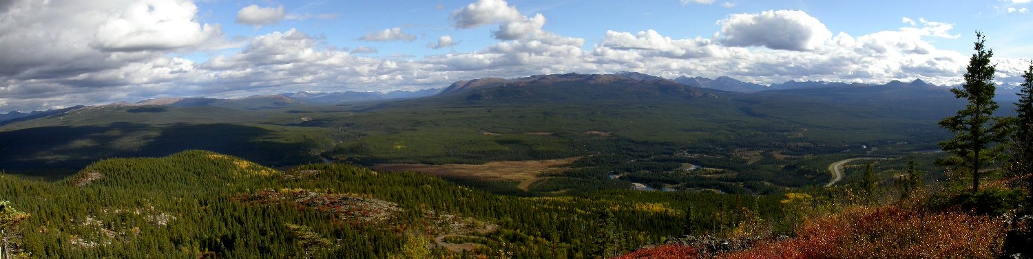 A panoramic view from a mountaintop north of Swift River, Yukon.