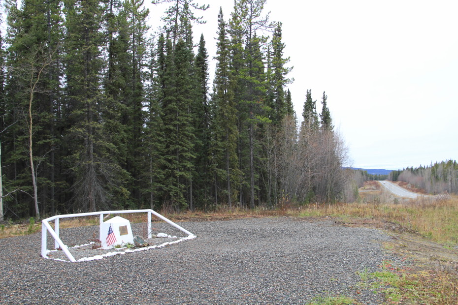 Alaska Highway memorial for Corporal Max Richardson, 340th Engineers