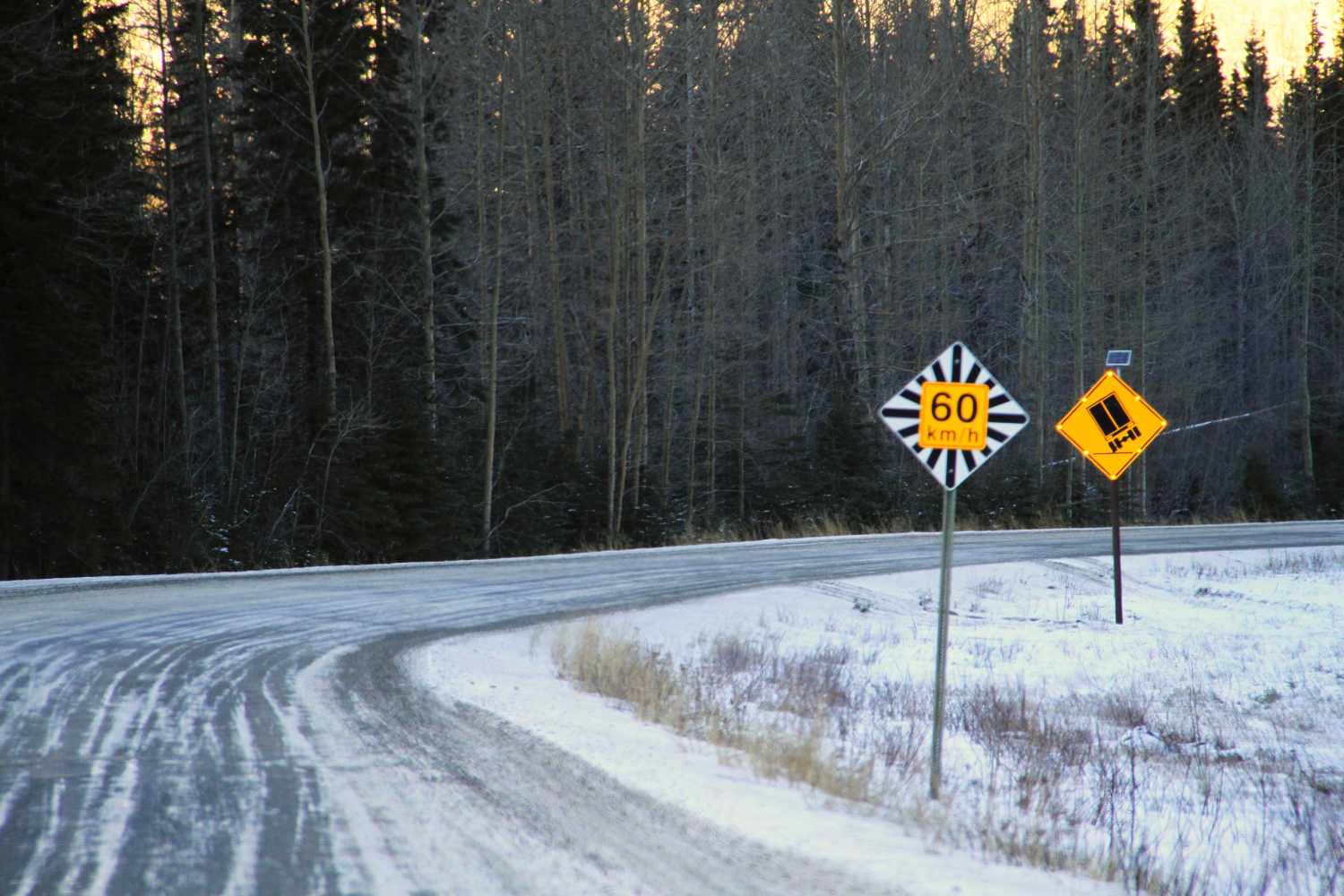 Dangerous corner at about Km 658 of the Alaska Highway.
