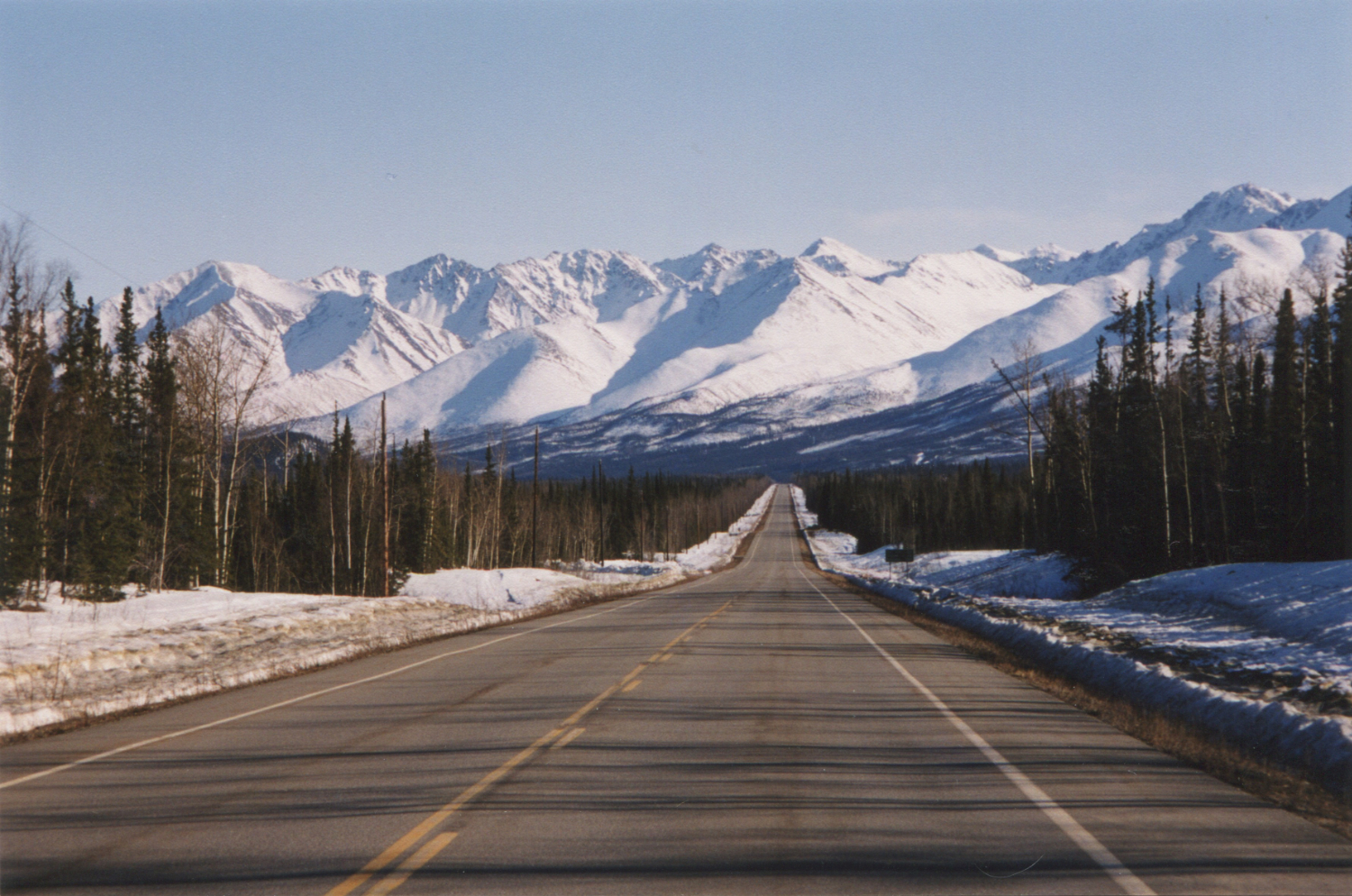 The Alaska Range along the south side of the Alaska Highway about 20 miles west of Tok, Alaska.