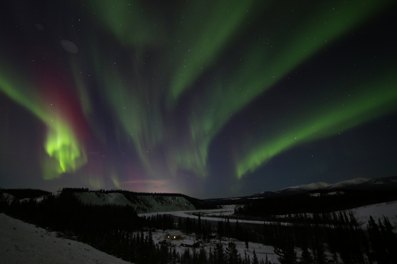 The aurora borealis and Yukon River