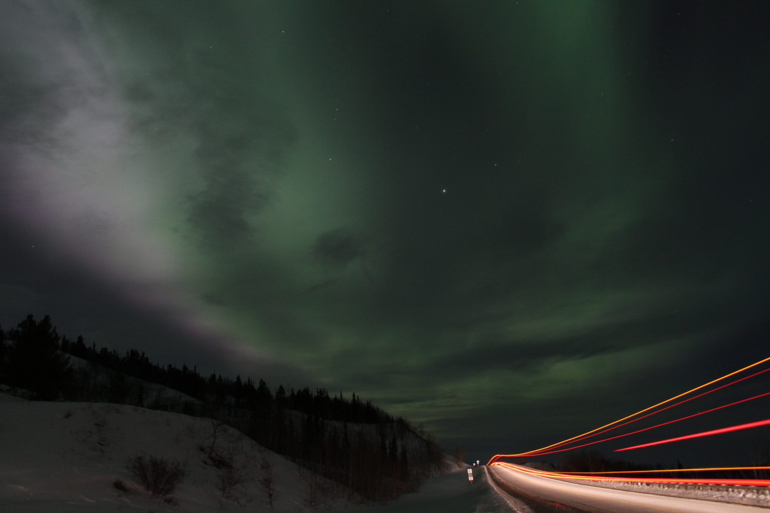 rucking the Alaska Highway under the aurora borealis