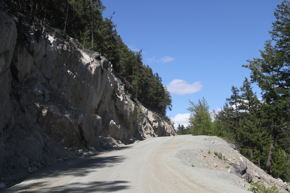 The view ahead 6.4 km from the bottom of the Bella Coola hill