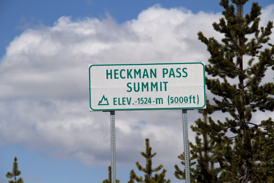 Heckman Pass Summit (1,524 meters, 5,000 feet) - the top of the Bella Coola hill