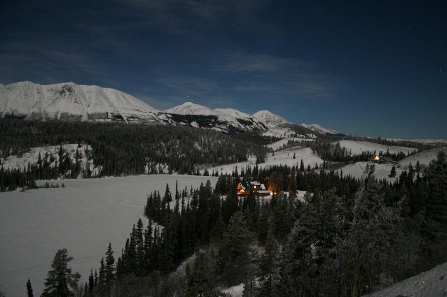 Emerald Lake lit by a  full moon on February 1, 2007