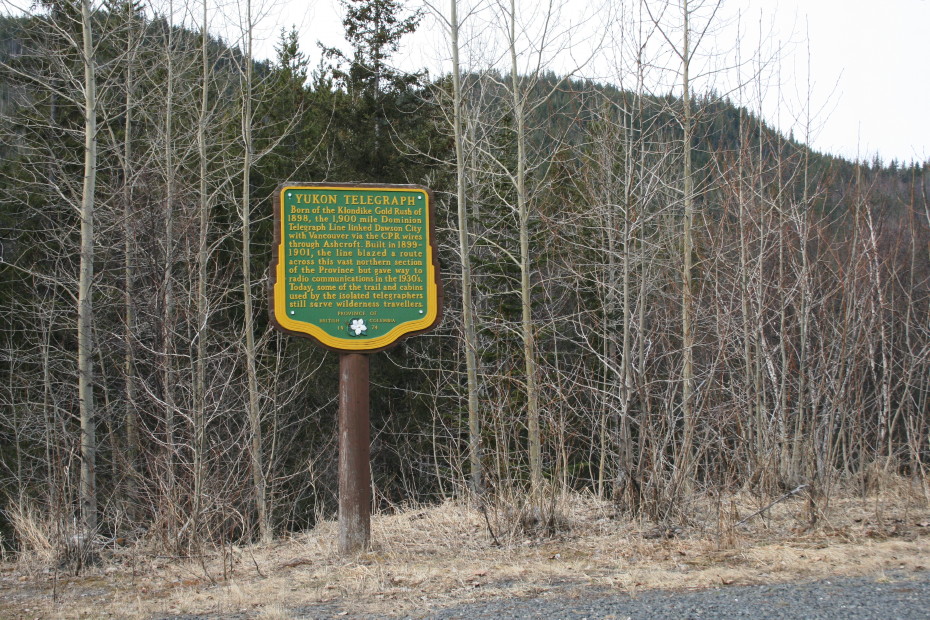 Yukon Telegraph heritage sign, BC Hwy 37