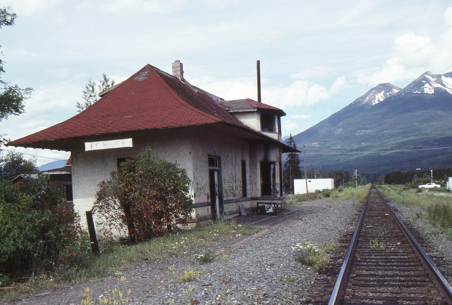The abandoned and vandalized Canadian National Railway station at Kitwanga, BC
