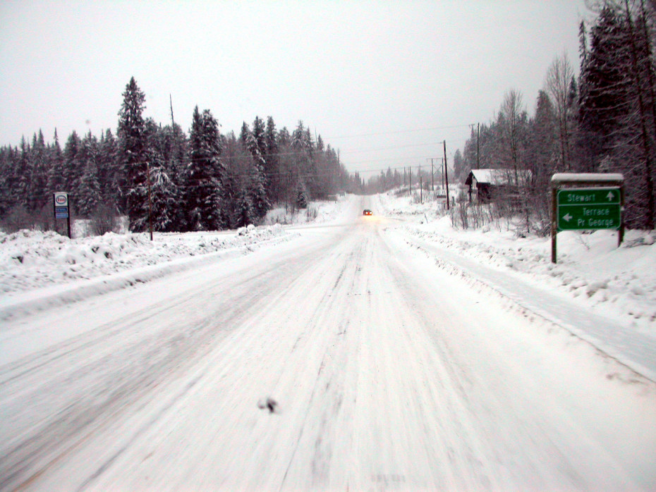 Meziadin Junction, BC Hwy 37, in January