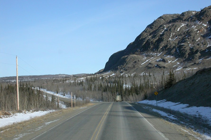 This mountain at Km 218 of the North Klondike Highway is of volcanic origin