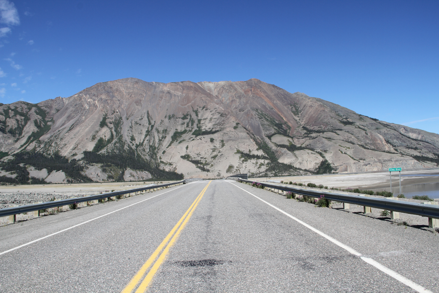 The Alaska Highway at the Slims River Bridge, Yukon