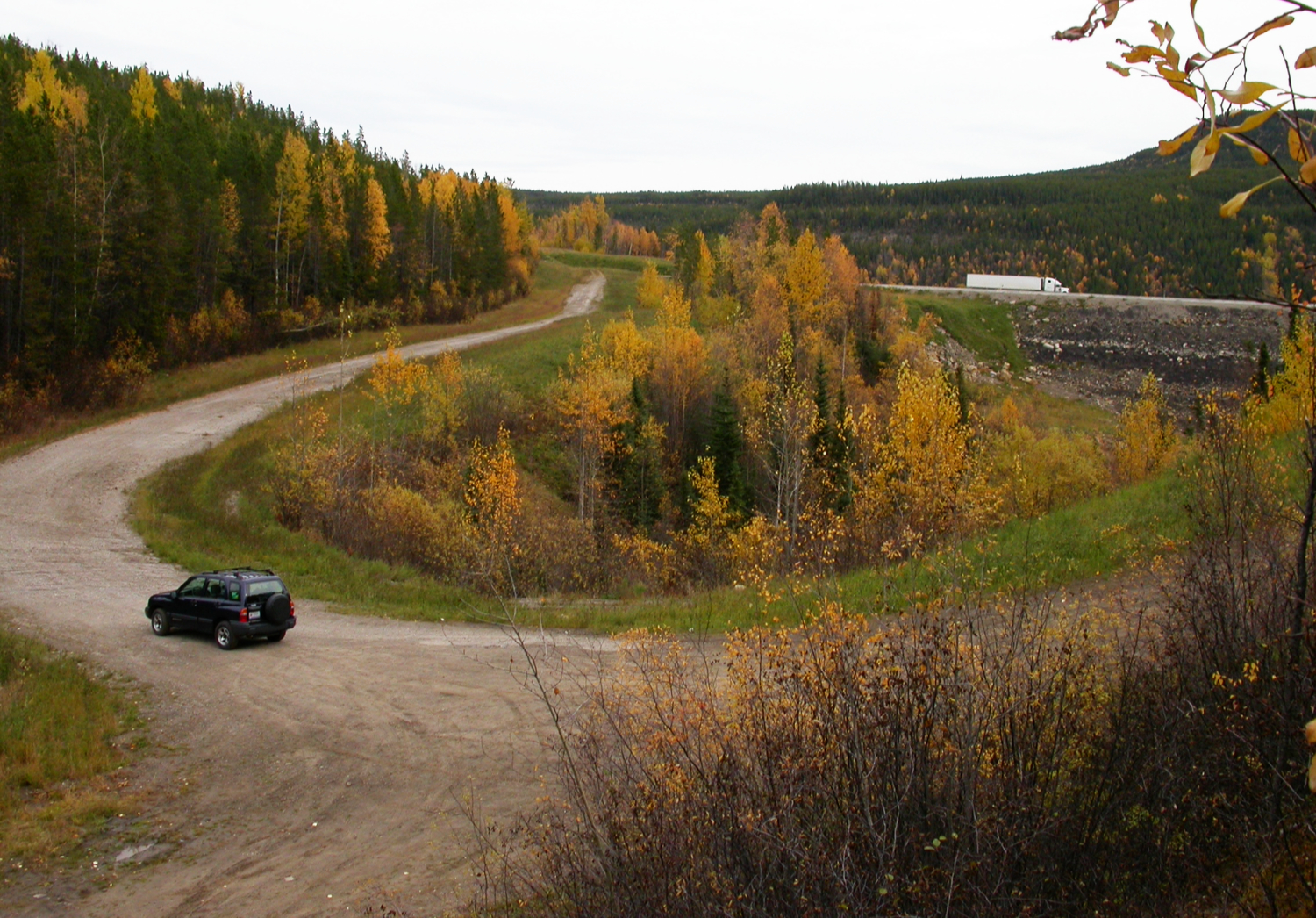 Steamboat Mountain, Alaska Highway - the old and new roads