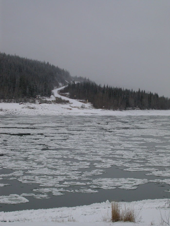 The Yukon River freezing up at Dawson City, Yukon