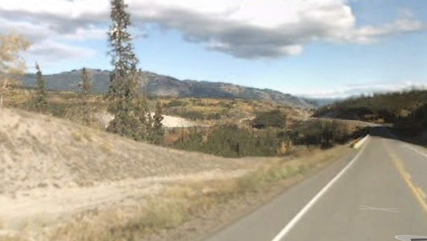 A Google Streetview ofb the Alaska Highway a mile west of the Yukon River Bridg, in September 2007.