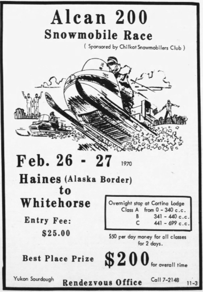 First Alcan 200 snowmobile race, 1970