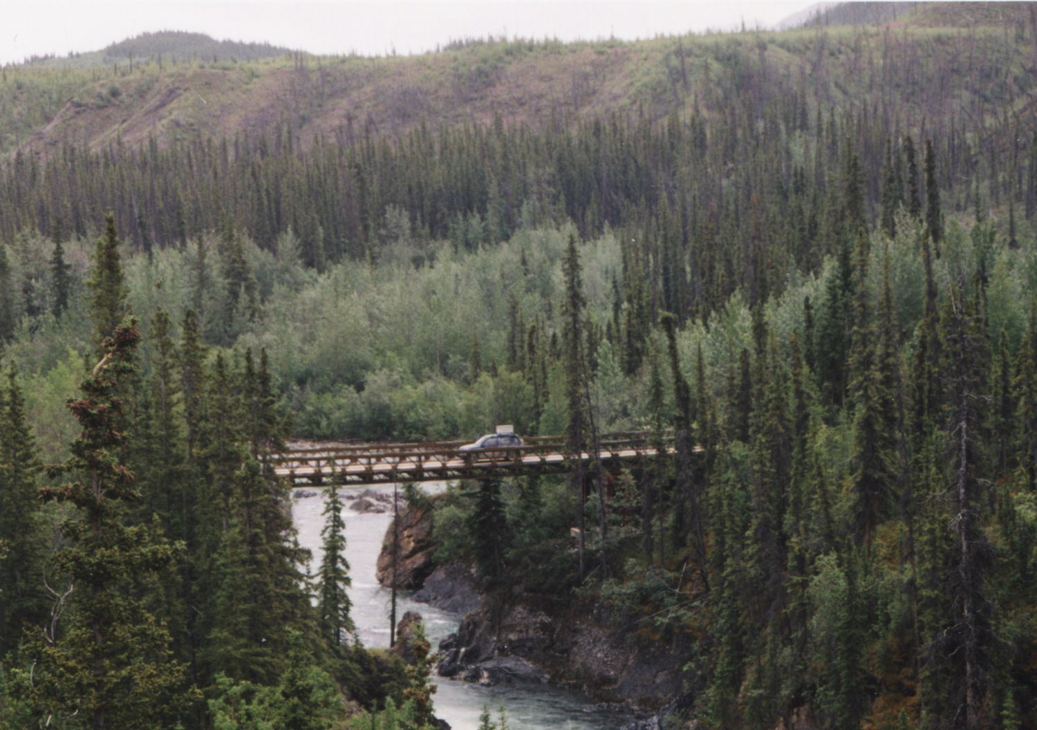 The Lapie River Bailey bridge over the canyon at Km 212.9 of the South Canol Road, 2001