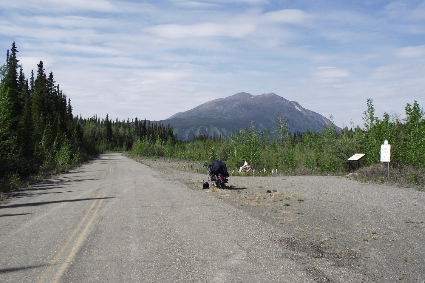 The Lt. Roland Small cenotaph along the old Alaska Highway along the Kluane River, Yukon.