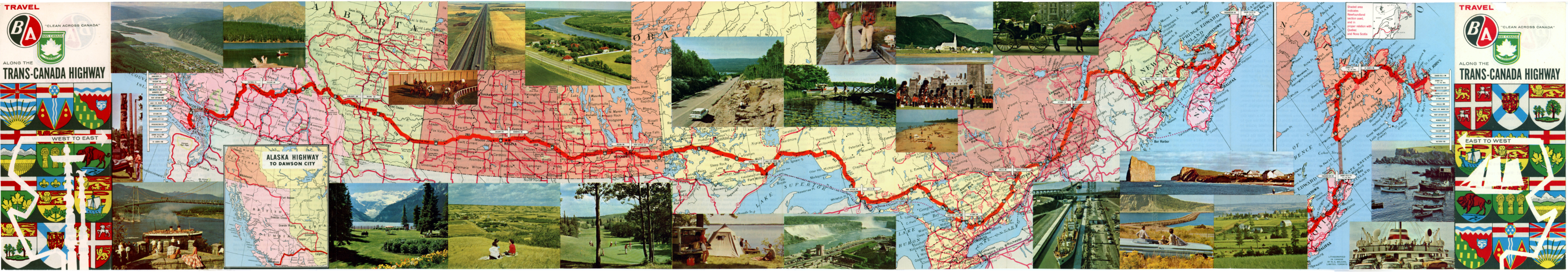 Map of the Trans Canada Highway, published by The British American Oil Company in 1962.
