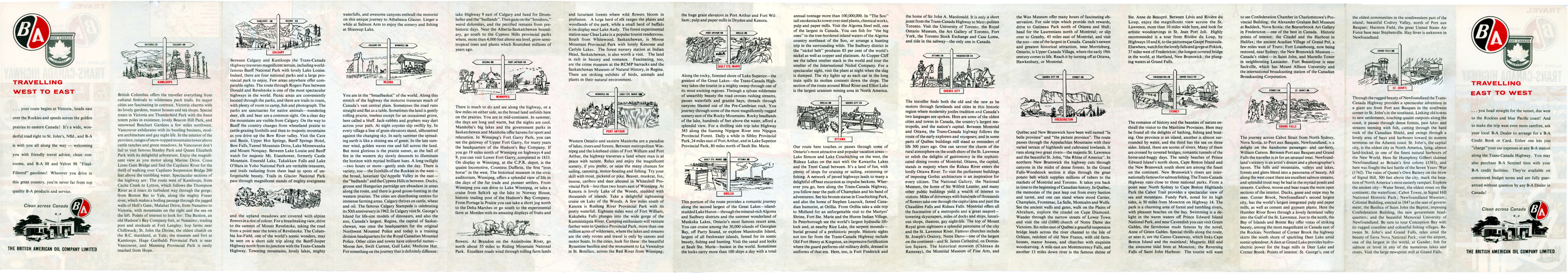 Map of the Trans Canada Highway, published by The British American Oil Company in 1962.