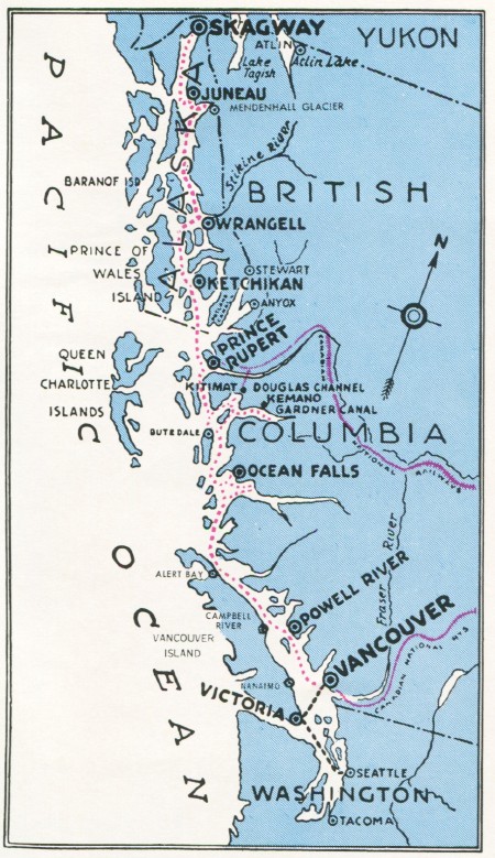 Alaska cruise map, 1961