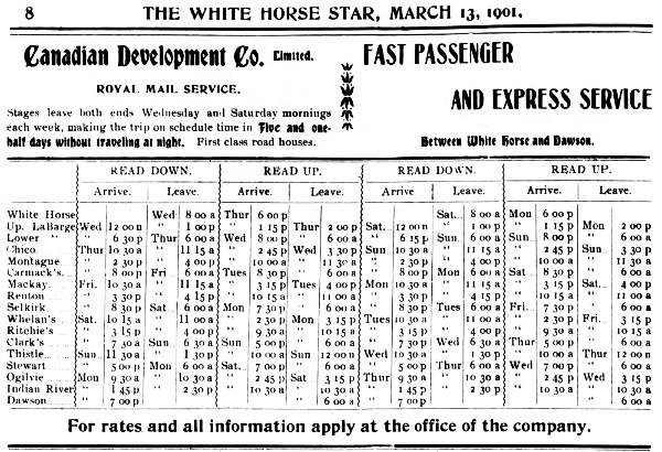 Canadian Development Company timetable