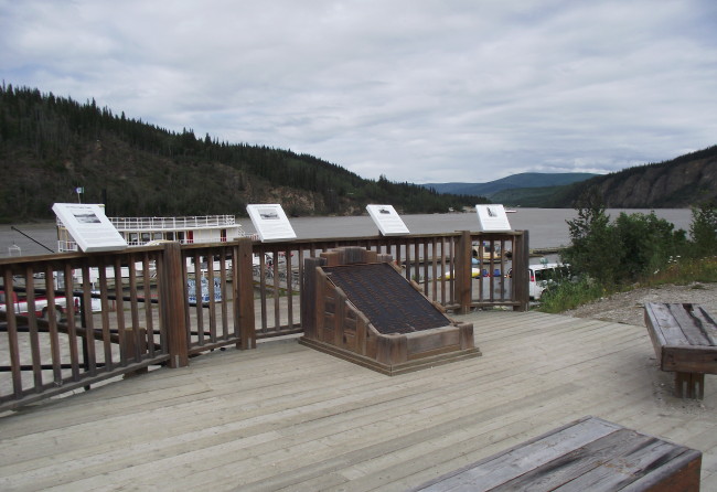 The SS Princess Sophia memorial on the Yukon River at Dawson, Yukon