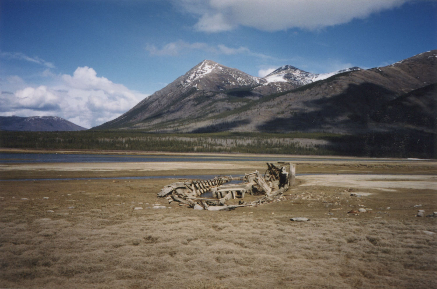 Wreckage of the sternwheeler Gleaner at Carcross, Yukon, on May 17, 2001.