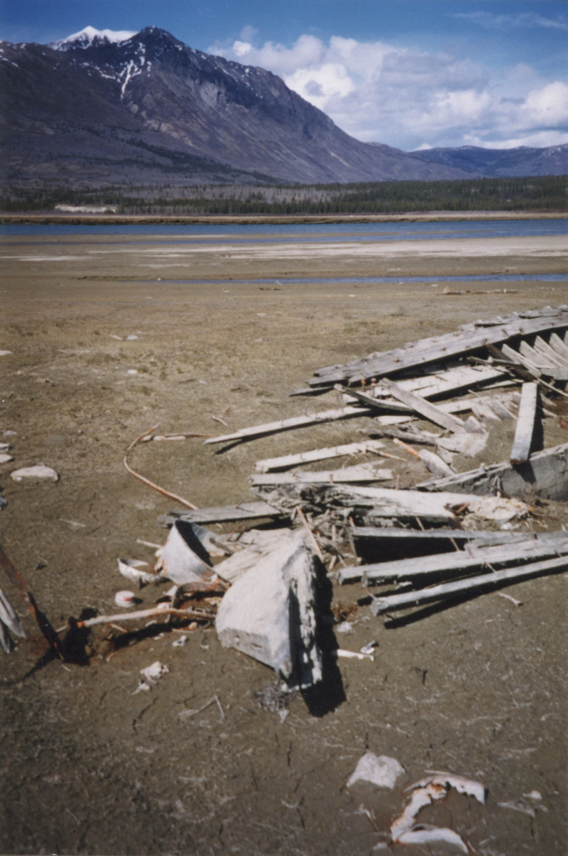 Wreckage of the sternwheeler Gleaner at Carcross, Yukon, on May 17, 2001.