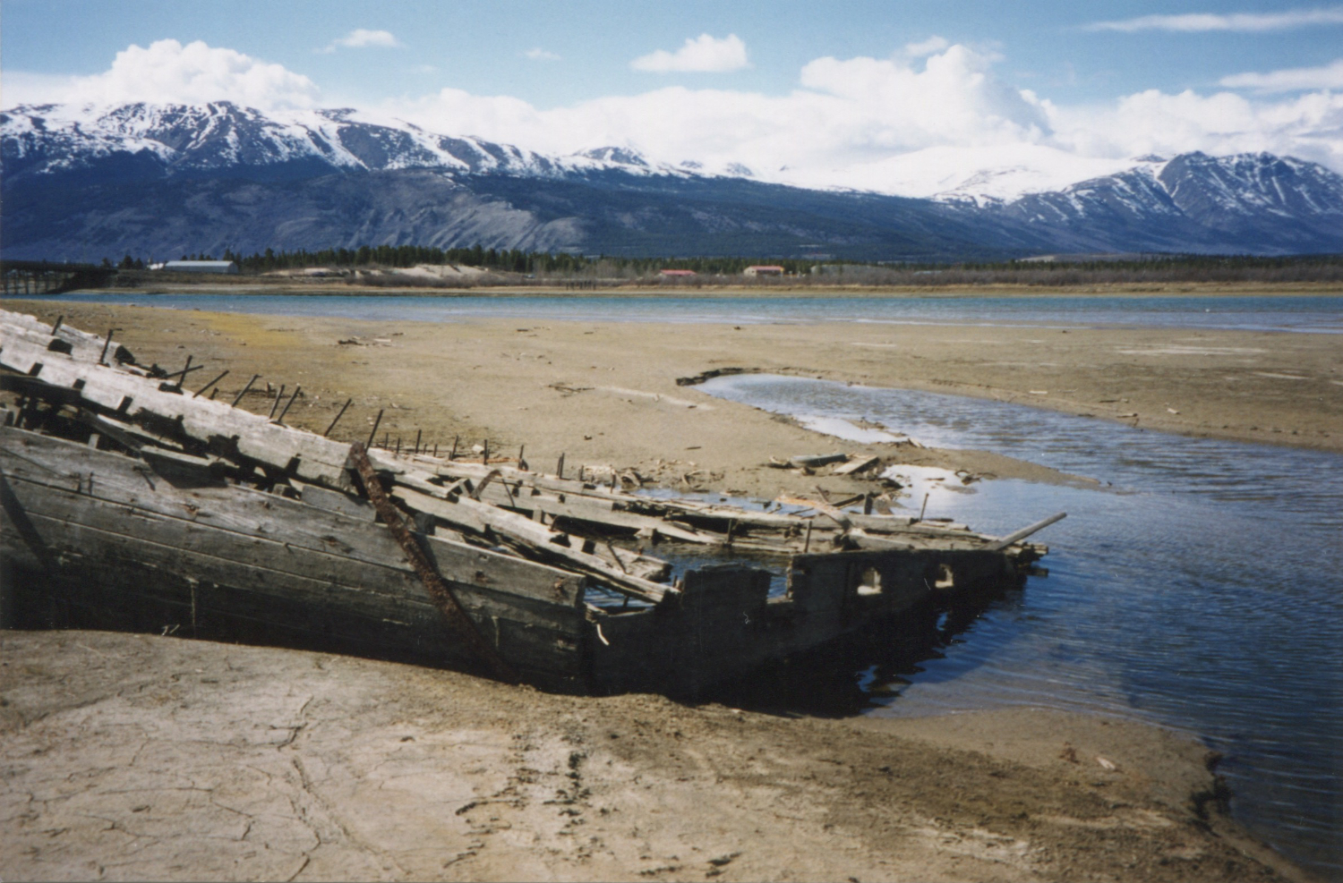 Wreckage of the sternwheeler Gleaner at Carcross, Yukon, on May 17, 2001.