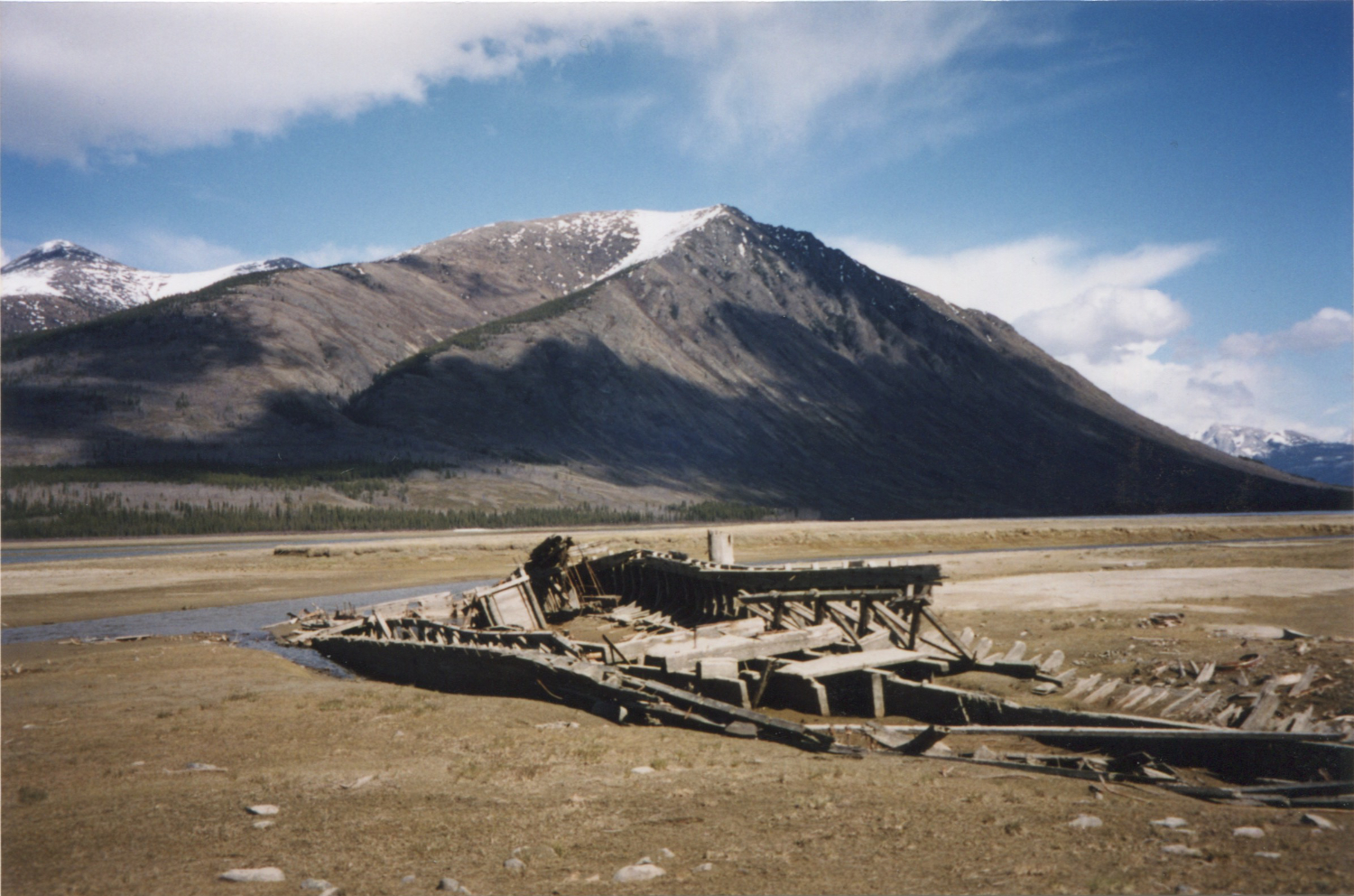 Wreckage of the sternwheeler Gleaner at Carcross, Yukon, on May 17, 2001.