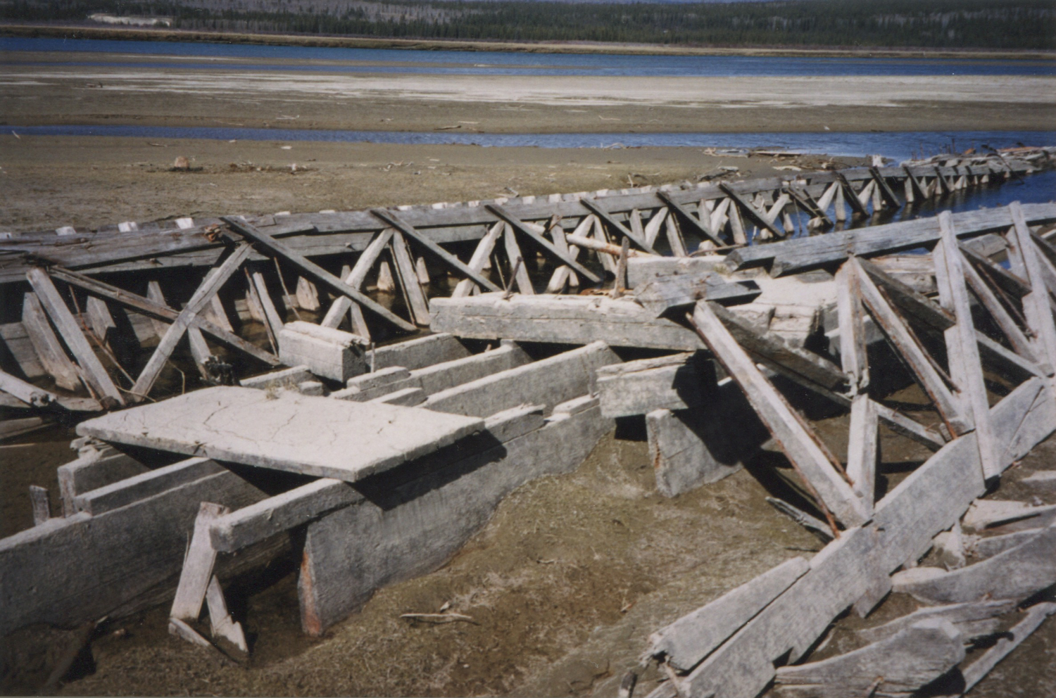 Wreckage of the sternwheeler Gleaner at Carcross, Yukon, on May 17, 2001.