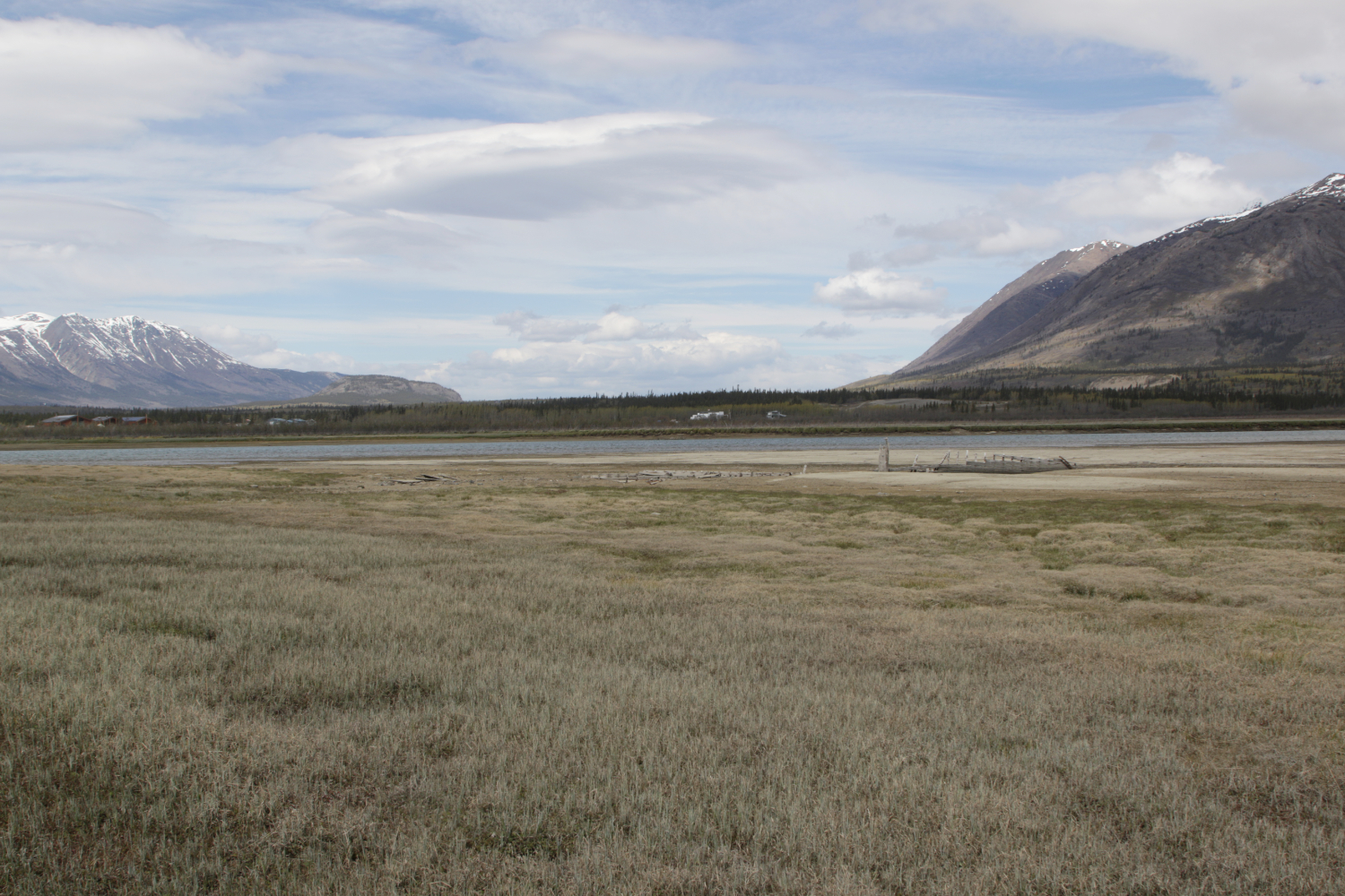 Wreckage of the sternwheeler Gleaner at Carcross, Yukon, on May 27, 2025.