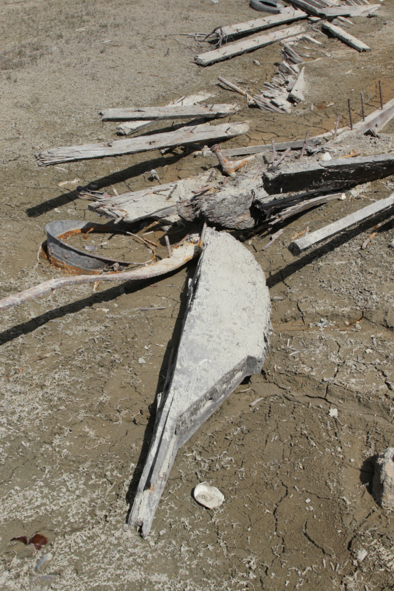 Wreckage of the sternwheeler Gleaner at Carcross, Yukon, on May 27, 2025.