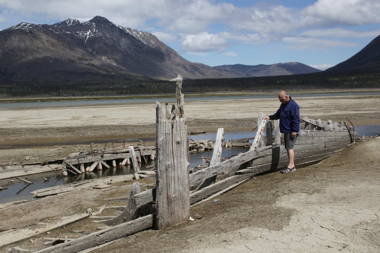 Wreckage of the sternwheeler Gleaner at Carcross, Yukon, on May 27, 2025.