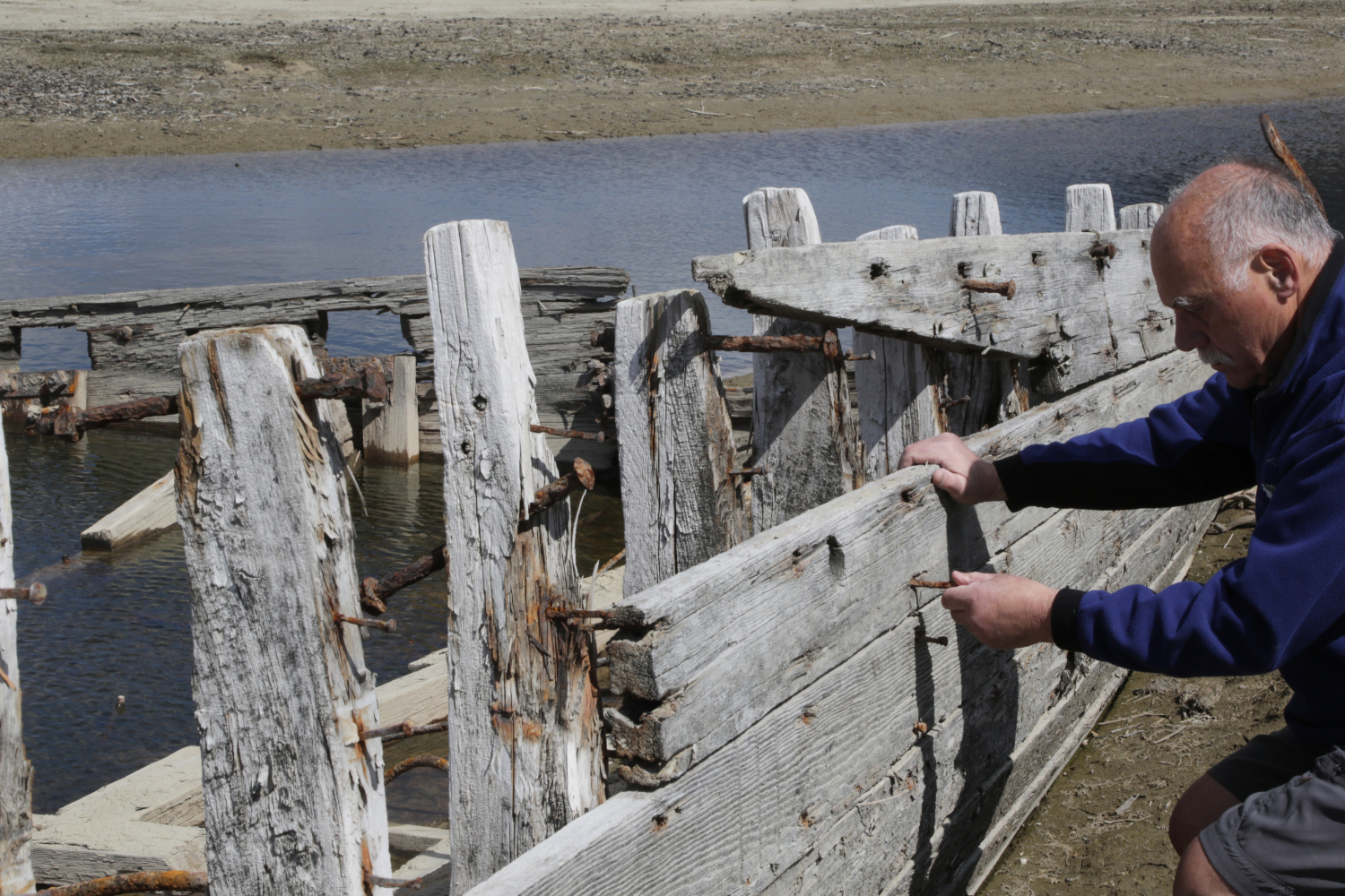 Wreckage of the sternwheeler Gleaner at Carcross, Yukon, on May 27, 2025.