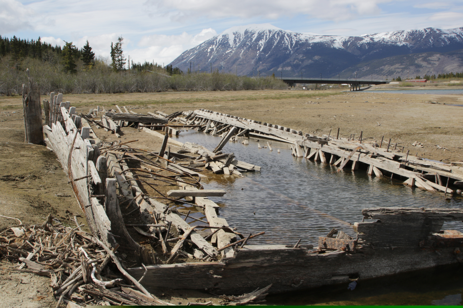 Wreckage of the sternwheeler Gleaner at Carcross, Yukon, on May 27, 2025.